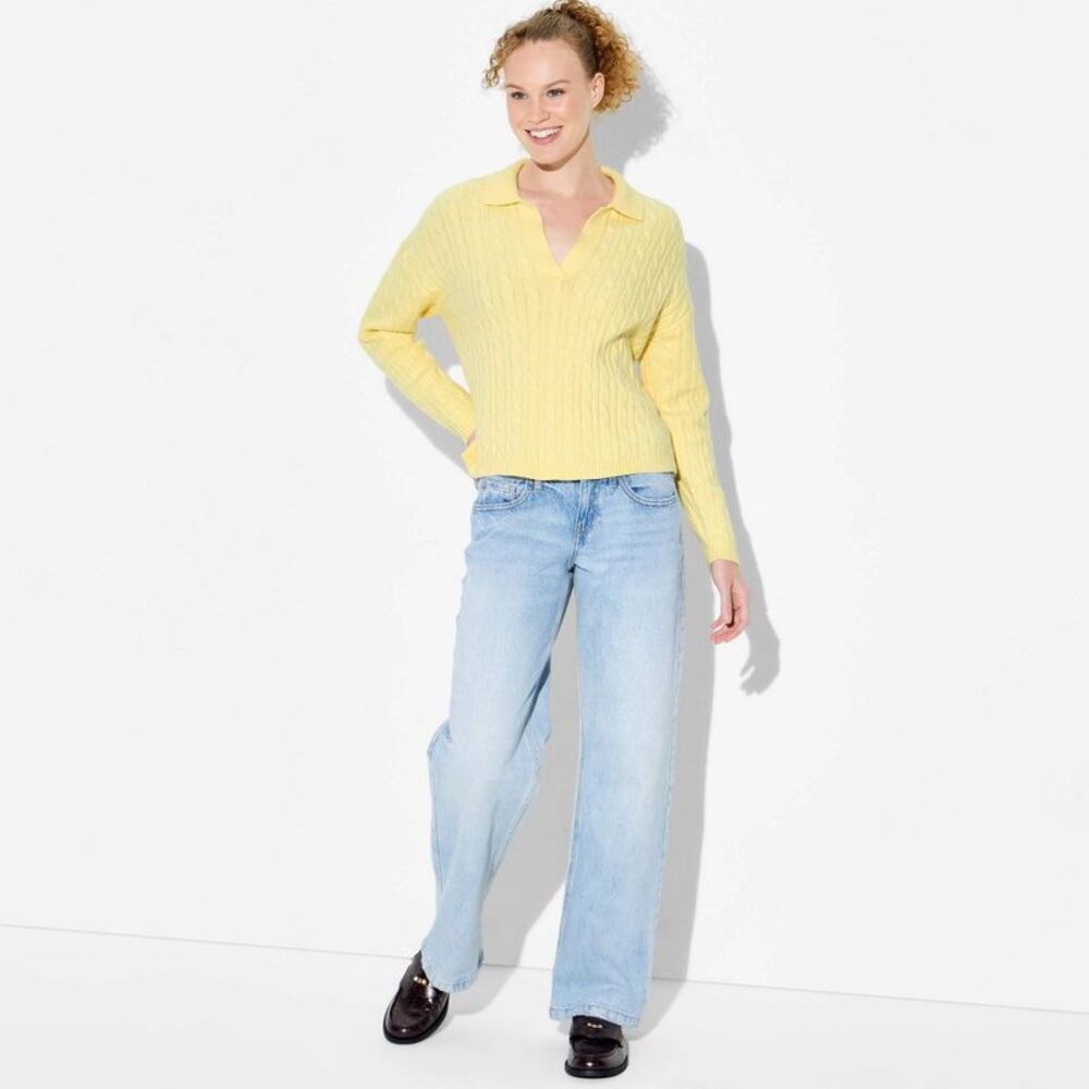 Wild Fable - Women's Polo Collar Pullover Sweater - Wild Fable  Yellow
